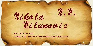 Nikola Milunović vizit kartica